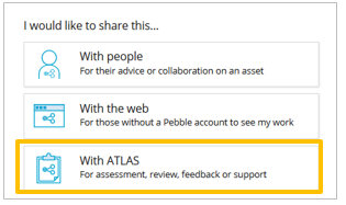 The share options with the ATLAS option highlighted