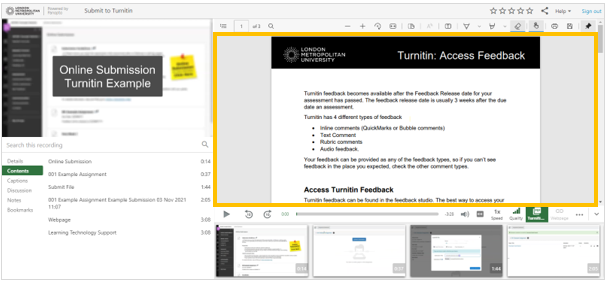 An example pdf file appearing in the secondary stream panel