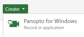 create button expanded to show dropdown menu