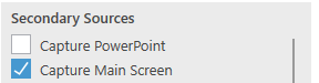 secondary sources panel with powerpoint capture deselected