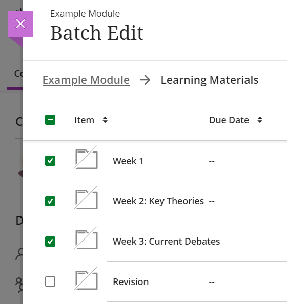 changing the visibility of 3 out of 4 folders in one go